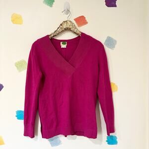 XS by Anthropologie Fuchsia V Neck Oversized Sweater